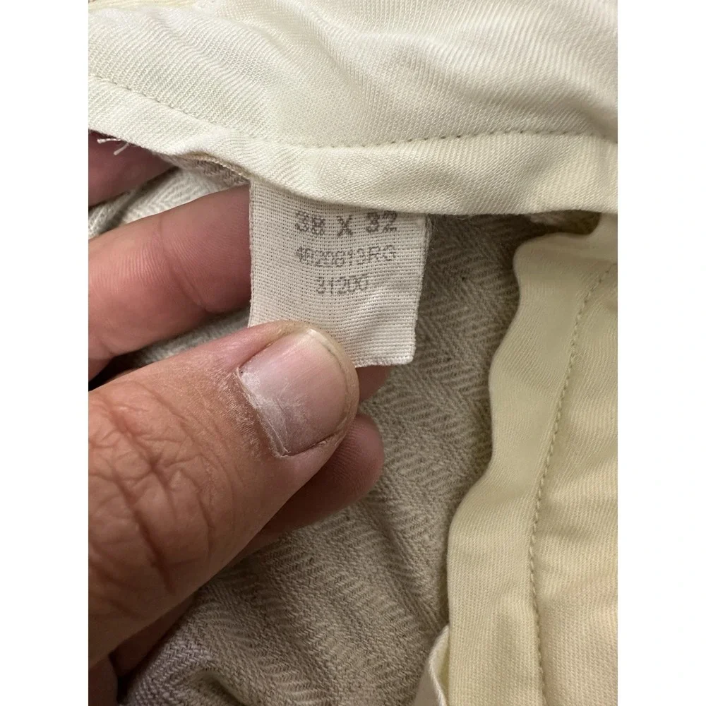 Vintage Polo Ralph Lauren Pants Mens 38X32 Tan Linen Tweed Pleated Cuffed 90s